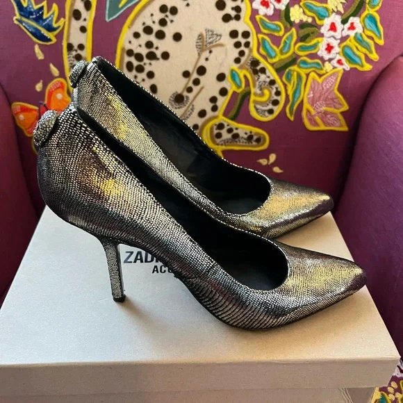 Zadig & Voltaire Gold Shoes Size 39 Women’s 9 - Picture 1 of 13